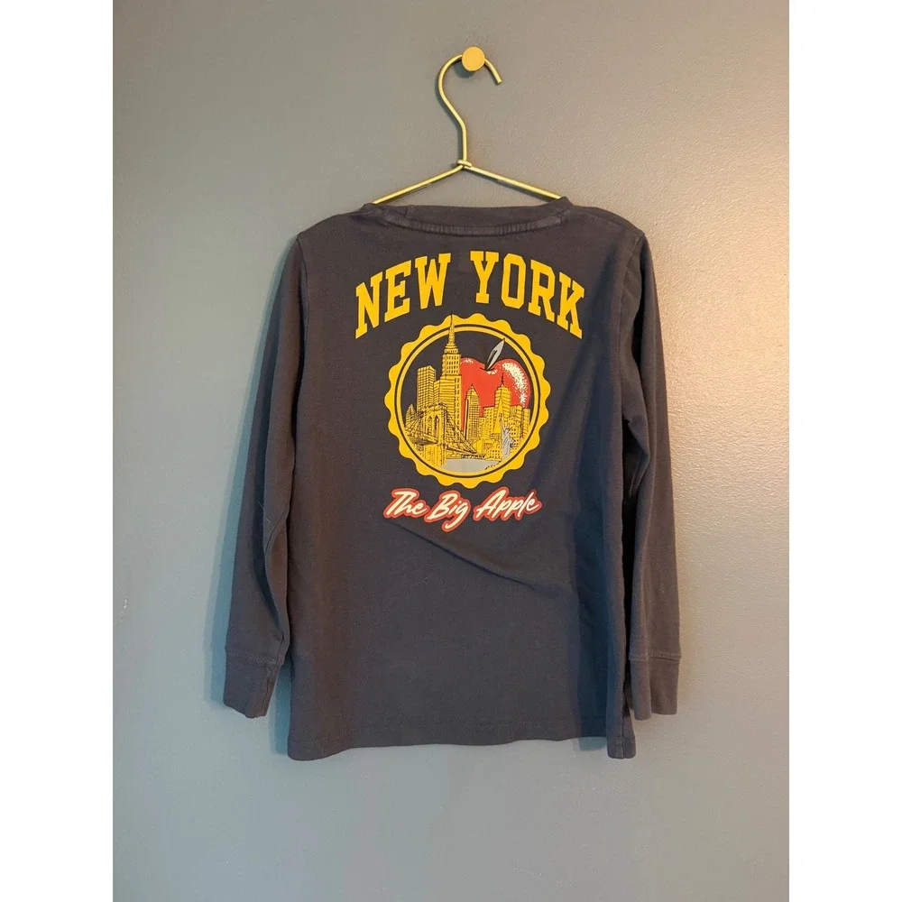 Abercrombie Kids NYC New York The Big Apple Graphic Long Sleeve Tee Gray 5/6